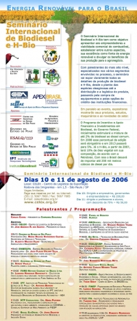 Seminário Internacional de Biodiesel e H-Bio - Energia Renovável para o Brasil